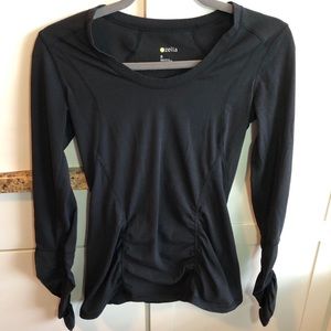 Zella Black Ruched Ling Sleeve Top Small
